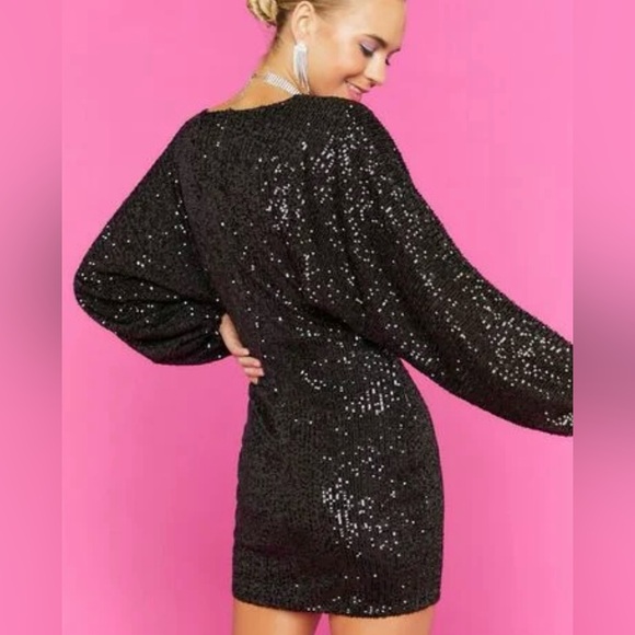 Sequin Surplice Mini Dress - Picture 4 of 7